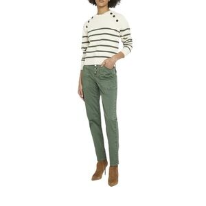 Veronica Breard  Arya Straight High Rise Cotton Tapered Pants In Army Green